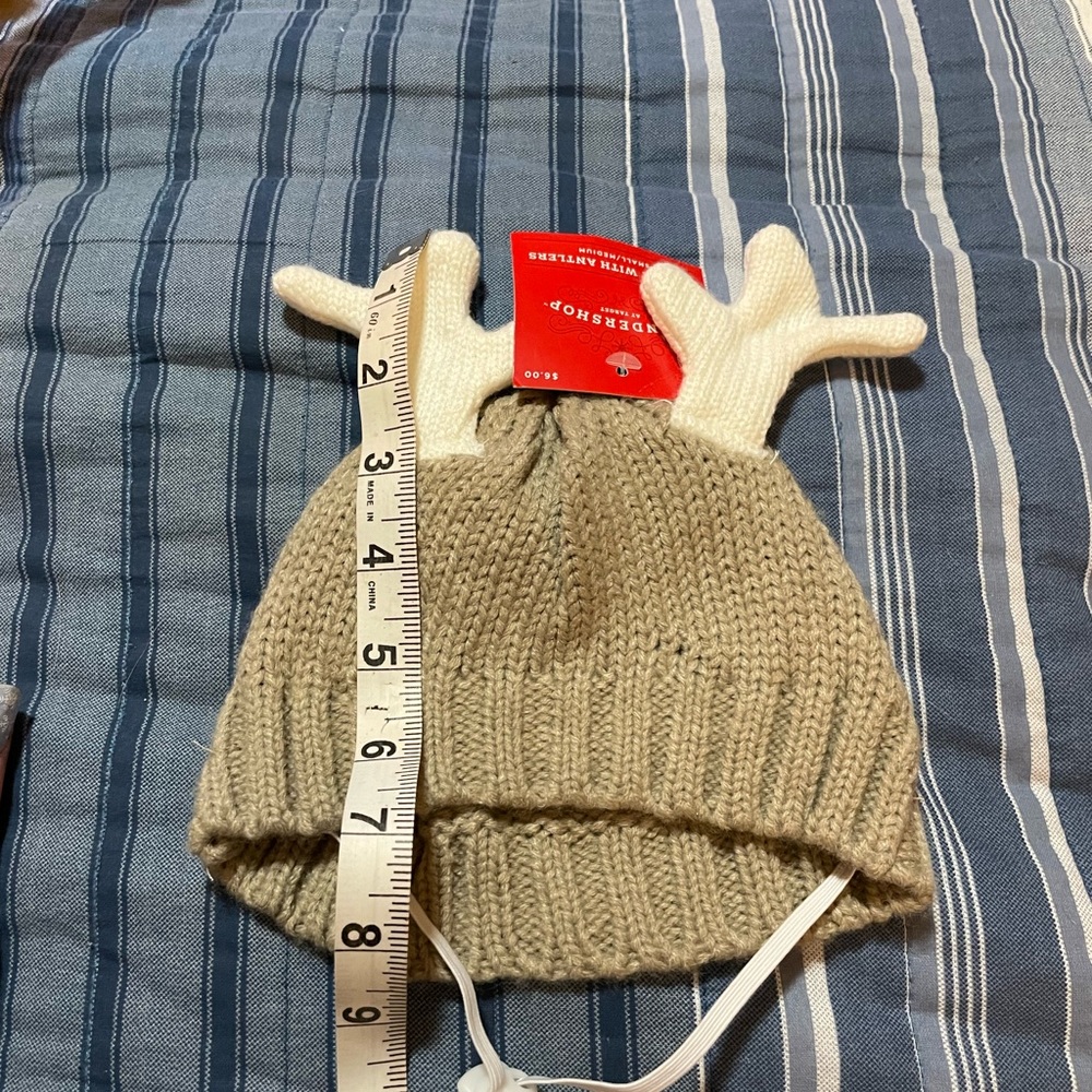 Wondershop PET HAT ANTLERS knit size Small Medium tan cream elastic adjust strap - Picture 4 of 11